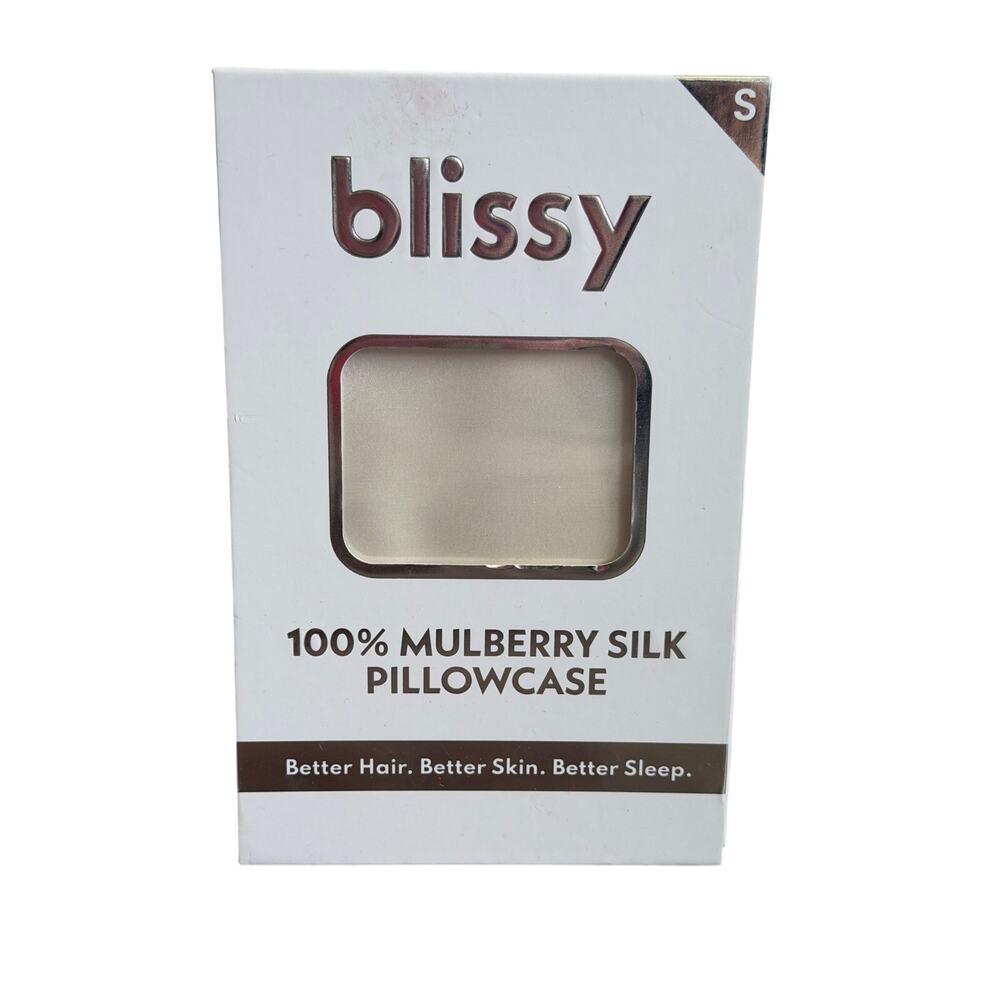 Blissy 100% Mulberry Silk Pillowcase Ivory White Size Small NEW